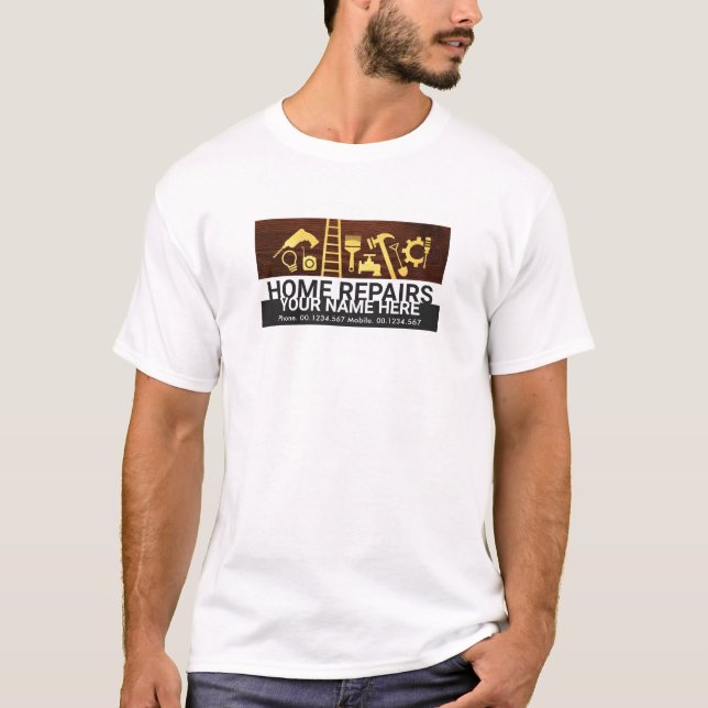 Special Gold Handyman Tools On Timber T-Shirt (Front)
