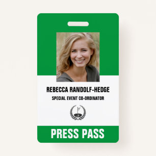 SPECIAL GOLF EVENT PRESS PASS - Photo I.D. ID Badge
