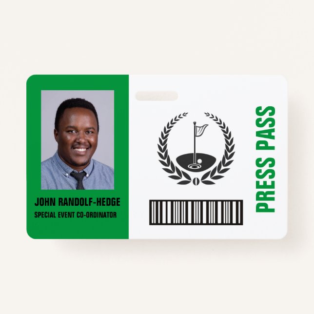 SPECIAL GOLF EVENT SECURITY BADGE ID BADGE (Front)