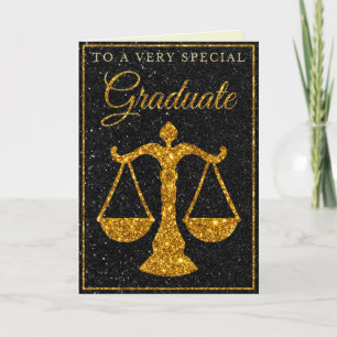 Special Graduate Gold Glitter Law Card
