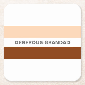 Special Grandad Peach and Brown Square Paper Coaster
