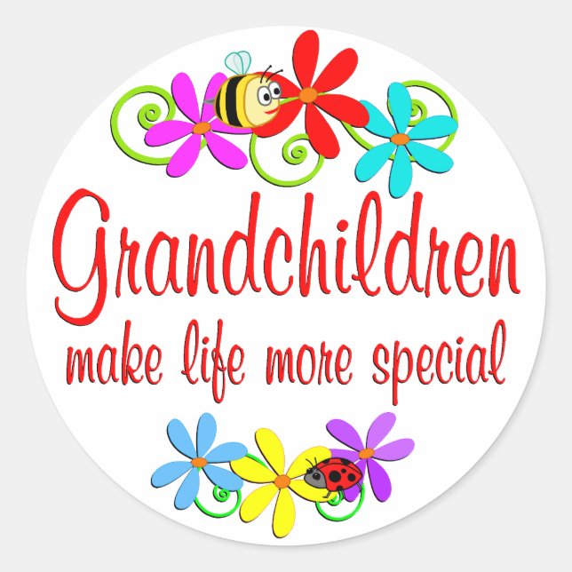 Special Grandchildren Classic Round Sticker (Front)