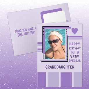 Special granddaughter add photo purple birthday card