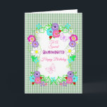 Special Granddaughter Happy Birthday Pretty Floral Holiday Card<br><div class="desc">Pretty whimsical flowers and ladybugs in a floral wreath with a special Granddaughter Birthday greeting,  ideal for any age adult or child and easy to change to your own details</div>