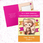 Special Granddaughter monkey kids pink birthday Card<br><div class="desc">Bring a smile to their special day with this adorable birthday card featuring a cheeky little monkey! Perfect for saying “To a very special granddaughter” (or change the text to match your loved one), this cute design makes birthdays extra fun and memorable. The playful monkey adds a touch of charm,...</div>