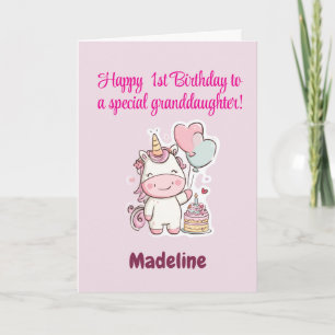 Special Granddaughter, Personalised 1st Birthday Card