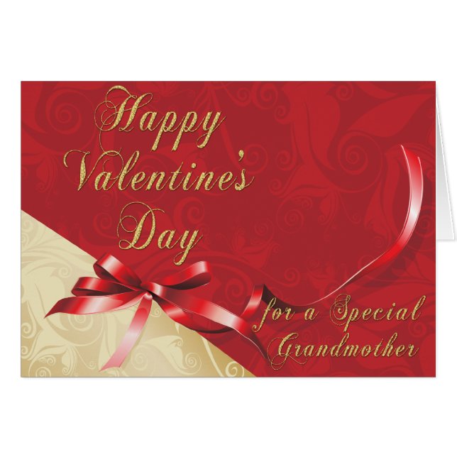 Special Grandmother Gold and Red Filigree Heart Va (Front Horizontal)
