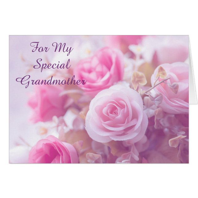 Special Grandmother Pink Roses Mother's Day Card (Front Horizontal)