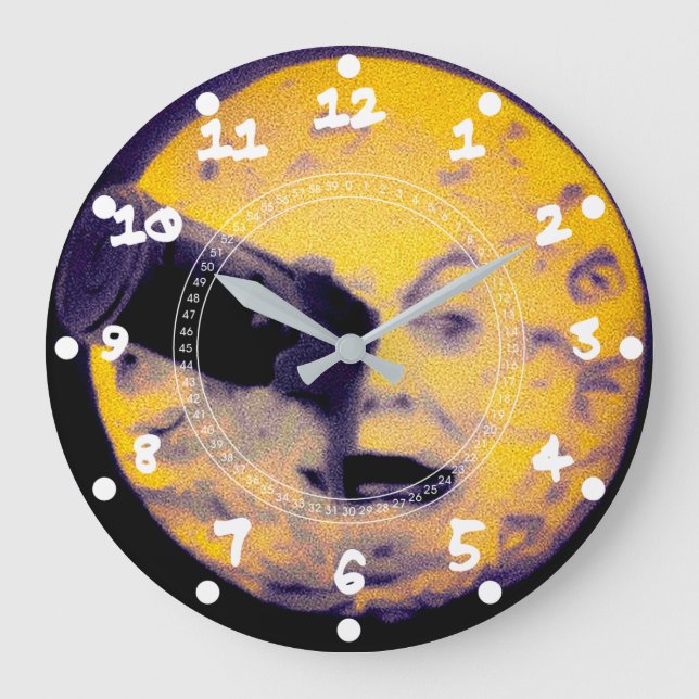 Special Halloween Edition A Trip to the Moon Retro Large Clock (Front)