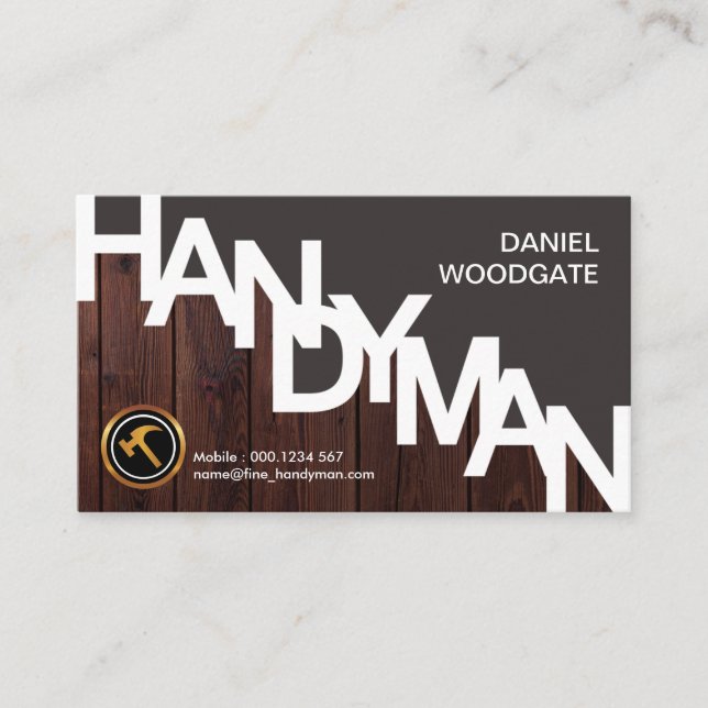 Special Handyman Sign  Wood Grain Fence Contractor Business Card (Front)