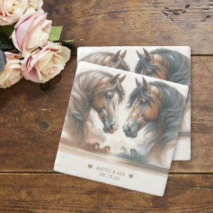 Special Horses Nature Wedding Stone Coaster