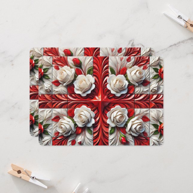 Special invitations with English Roses (Front/Back In Situ)