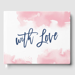 SPECIAL KEEPSAKE cute pink watercolor handlettered Guest Book