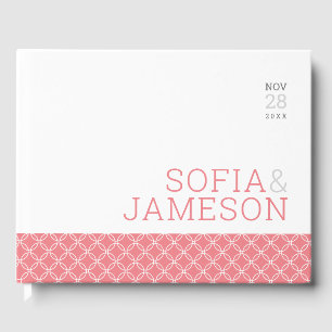 SPECIAL KEEPSAKE simple modern type coral pink Guest Book
