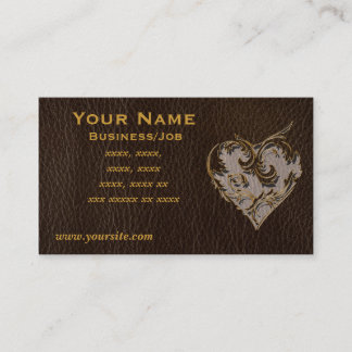 Special Leather-Look Heart Dark Business Card