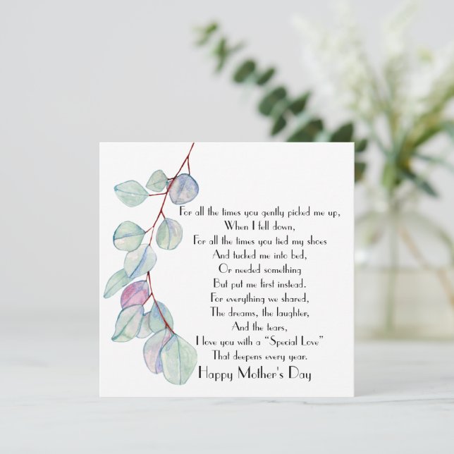 Special Love Mother's Day Poem Flat Card (Standing Front)