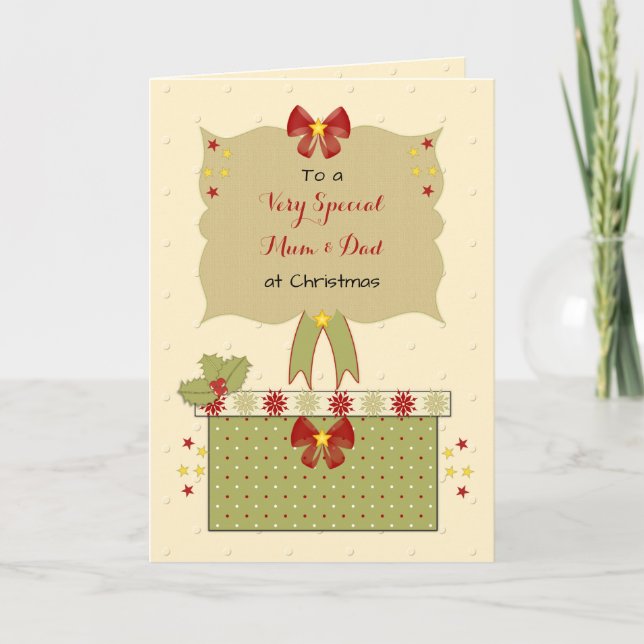 Special Mum and Dad at Christmas greeting Holiday Card (Front)