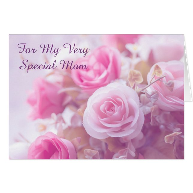 Special Mum Pink Roses Mother's Day Card (Front Horizontal)