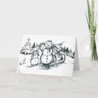 Special Needs Snowman Christmas Card w/Boy