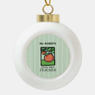 Special Needs Teacher Thank You, Apple Ceramic Ball Christmas Ornament