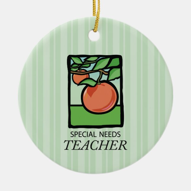 Special Needs Teacher Thank You, Apple Ceramic Tree Decoration (Front)