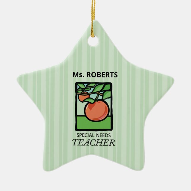 Special Needs Teacher Thank You, Apple Ceramic Tree Decoration (Front)