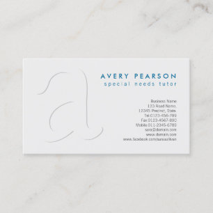 Special Needs Tutor Shadow Monogram BusinessCard Business Card