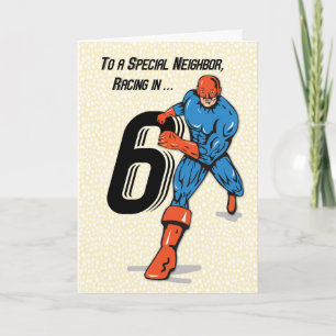 Special Neighbour 6th Birthday Superhero Card