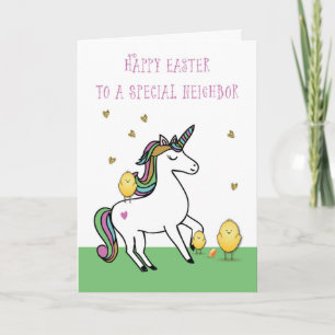 Special Neighbour Unicorn Easter Wishes with Chick Card