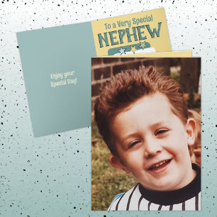 Special nephew green yellow photo birthday card