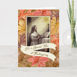 Special Nun Sister at Thanksgiving Autumn Leaves Holiday Card