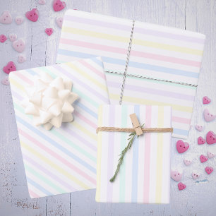 Special Occasion Pastel Candy Stripes Retro Wrapping Paper Sheet