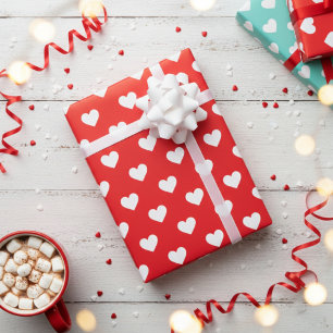 Special Occasion Red And White Heart Patterned Wrapping Paper