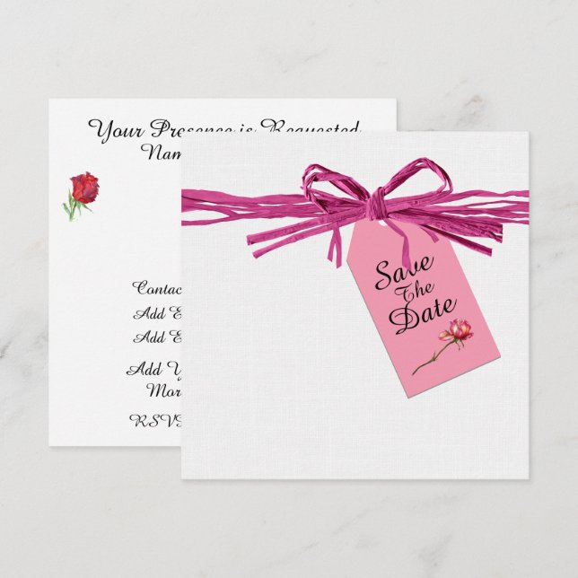 Special Occasion Ribbon and Rose Invitation (Front/Back)