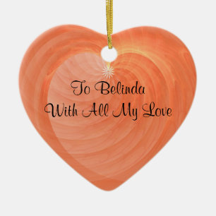 Special Occasion Romantic Ribbed Heart Keepsake Ceramic Tree Decoration