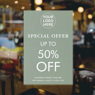 Special Offer Discount Final Sale Sage Green Logo Poster