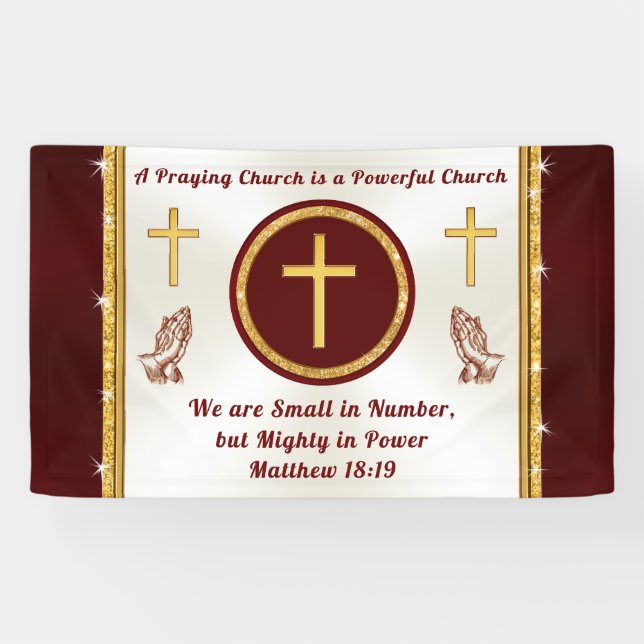 Special Order Church Banner, Burgundy and Gold Banner (Horizontal)
