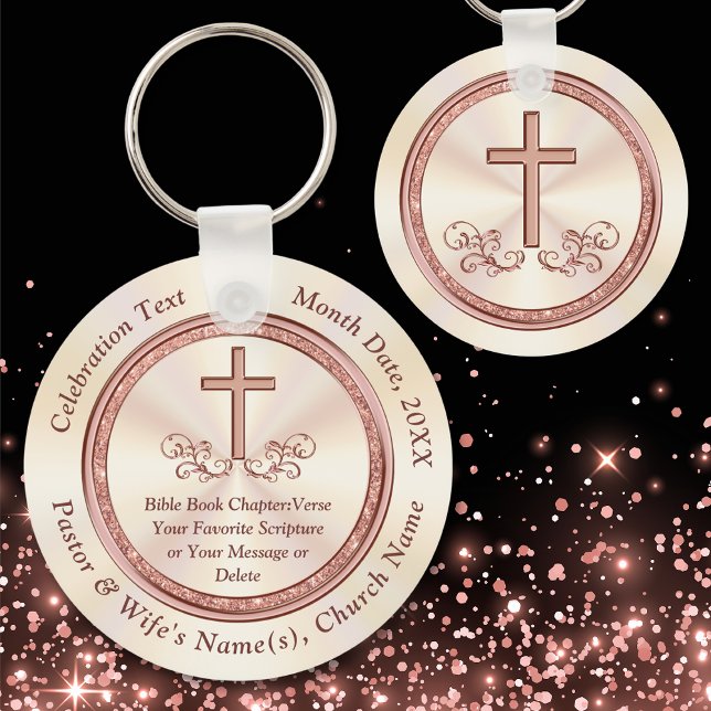 Special Order Rose Gold 30th Church Anniversary Key Ring (Unique Church Anniversary ideas. Bible Scripture, Church Anniversary Souvenirs. Pastor Anniversary.)