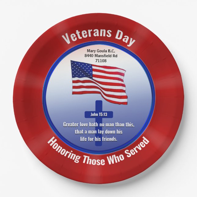 Special Order, Veterans Day Paper Plates (Front)