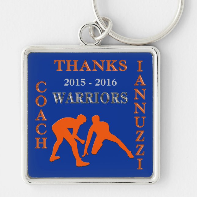 Special Orders Blue, Orange Wrestling Coach Gift Key Ring (Front)