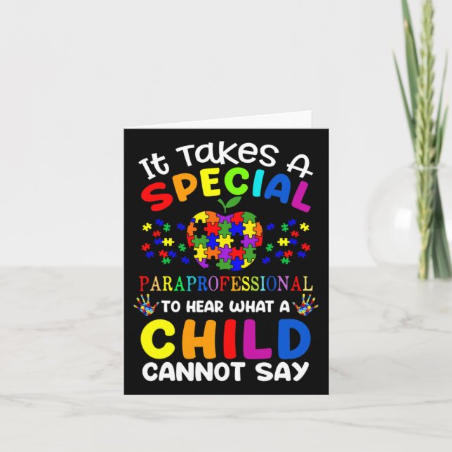 Special Paraprofessional Autism Awareness  Card (Front)
