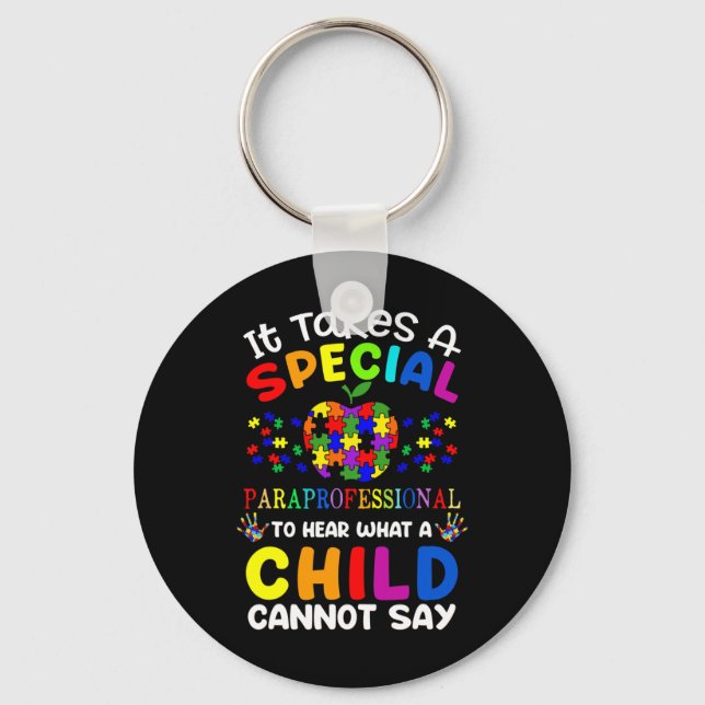 Special Paraprofessional Autism Awareness  Key Ring (Front)