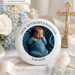 Special Photo Boy's Baptism Favour 6 Cm Round Badge