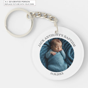 Special Photo Boy's Baptism Favour Key Ring