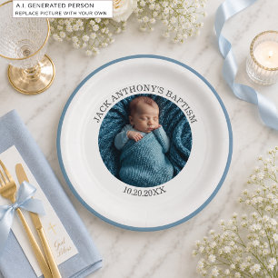 Special Photo Boy's Baptism Paper Plate