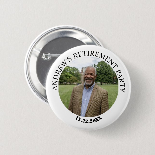 Special Photo Elegant Retirement Party 6 Cm Round Badge (Front & Back)