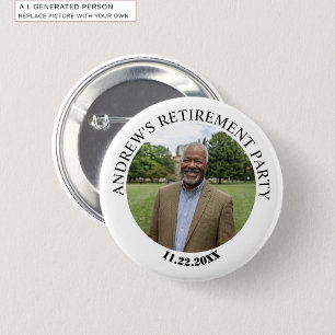 Special Photo Elegant Retirement Party 6 Cm Round Badge