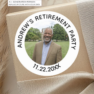 Special Photo Elegant Retirement Party Classic Round Sticker