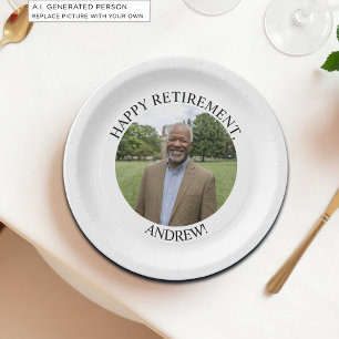 Special Photo Elegant Retirement Party Paper Plate