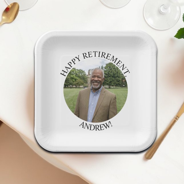Special Photo Elegant Retirement Party Paper Plate (Creator Uploaded)